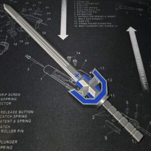 3D Printed Voltron Dairugger Replacement Sword Blue & Silk Silver PLA About 11"