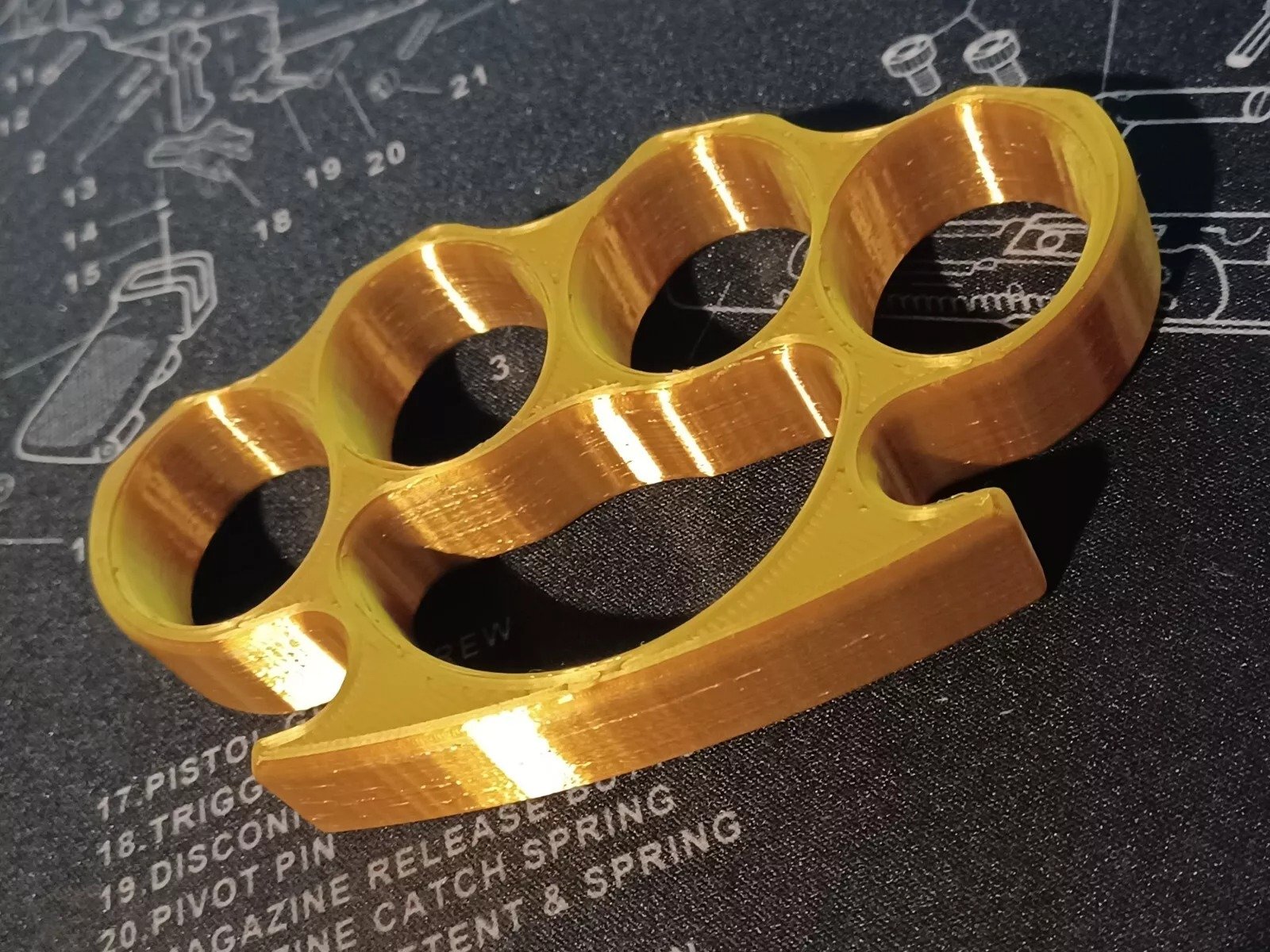 3D Printed Knuckles Gold Silk PLA for Cosplay, Props, or Even Self Defense NOT STEEL