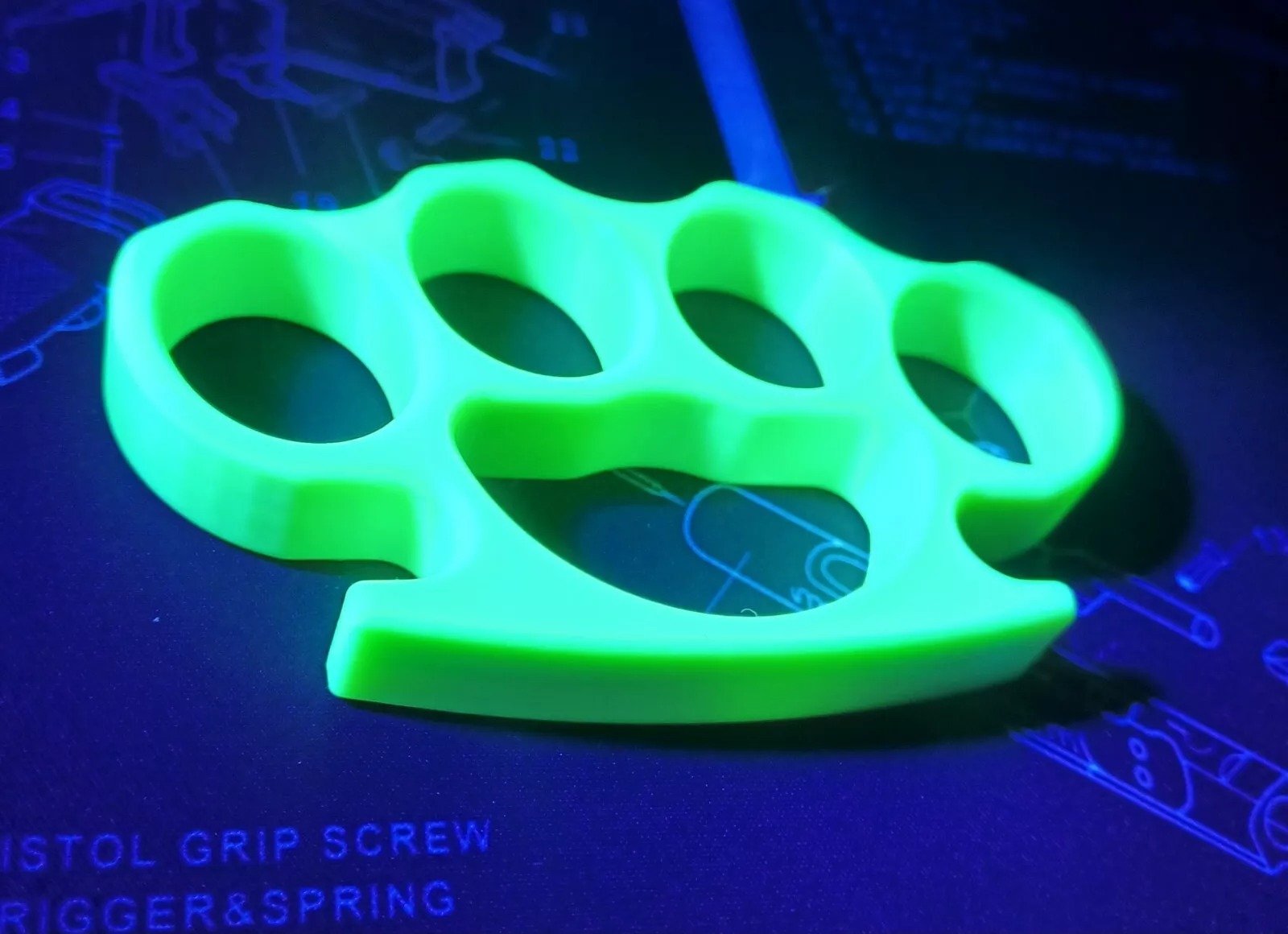 3D Printed Knuckles UV Glow PLA for Cosplay, Props, or Even Self Defense NOT STEEL